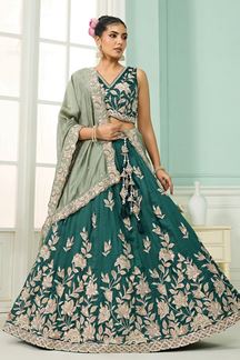 Picture of  Marvelous Silk Designer Indo-Western Lehenga Choli for Wedding, Mehendi, and Reception
