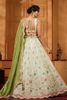 Picture of  Smashing Tissue Designer Indo-Western Lehenga Choli for Engagement and Reception