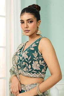 Picture of  Marvelous Silk Designer Indo-Western Lehenga Choli for Wedding, Mehendi, and Reception