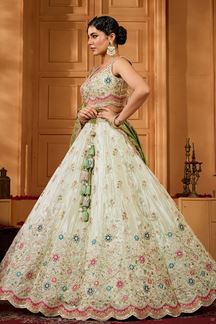 Picture of  Smashing Tissue Designer Indo-Western Lehenga Choli for Engagement and Reception