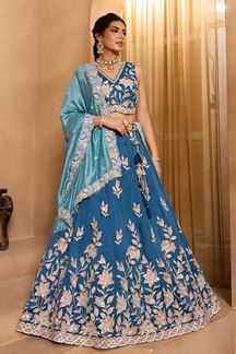 Picture of  Trendy Silk Designer Indo-Western Lehenga Choli for Wedding and Reception