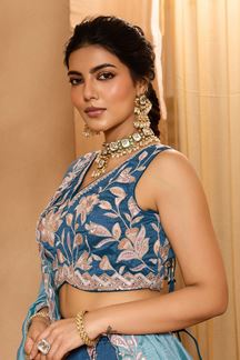 Picture of  Trendy Silk Designer Indo-Western Lehenga Choli for Wedding and Reception