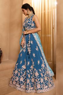 Picture of  Trendy Silk Designer Indo-Western Lehenga Choli for Wedding and Reception