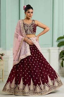 Picture of  Appealing Organza Designer Indo-Western Lehenga Choli for Wedding and Reception