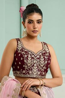 Picture of  Appealing Organza Designer Indo-Western Lehenga Choli for Wedding and Reception