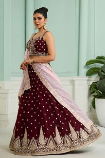 Picture of  Appealing Organza Designer Indo-Western Lehenga Choli for Wedding and Reception