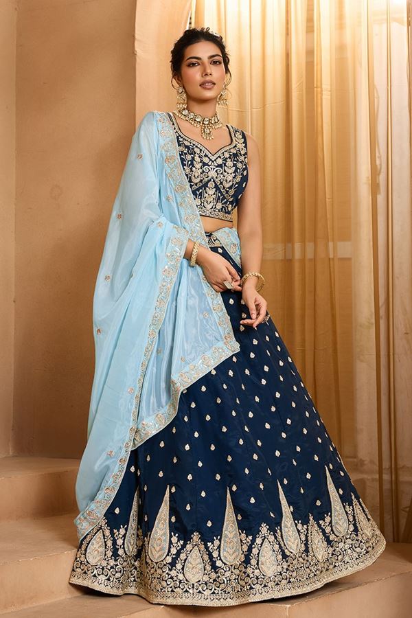 Picture of  Flawless Organza Designer Indo-Western Lehenga Choli for Wedding and Reception
