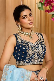Picture of  Flawless Organza Designer Indo-Western Lehenga Choli for Wedding and Reception