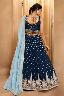 Picture of  Flawless Organza Designer Indo-Western Lehenga Choli for Wedding and Reception