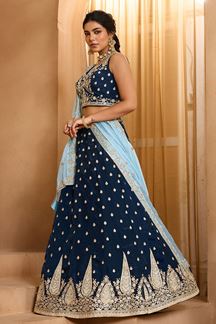 Picture of  Flawless Organza Designer Indo-Western Lehenga Choli for Wedding and Reception