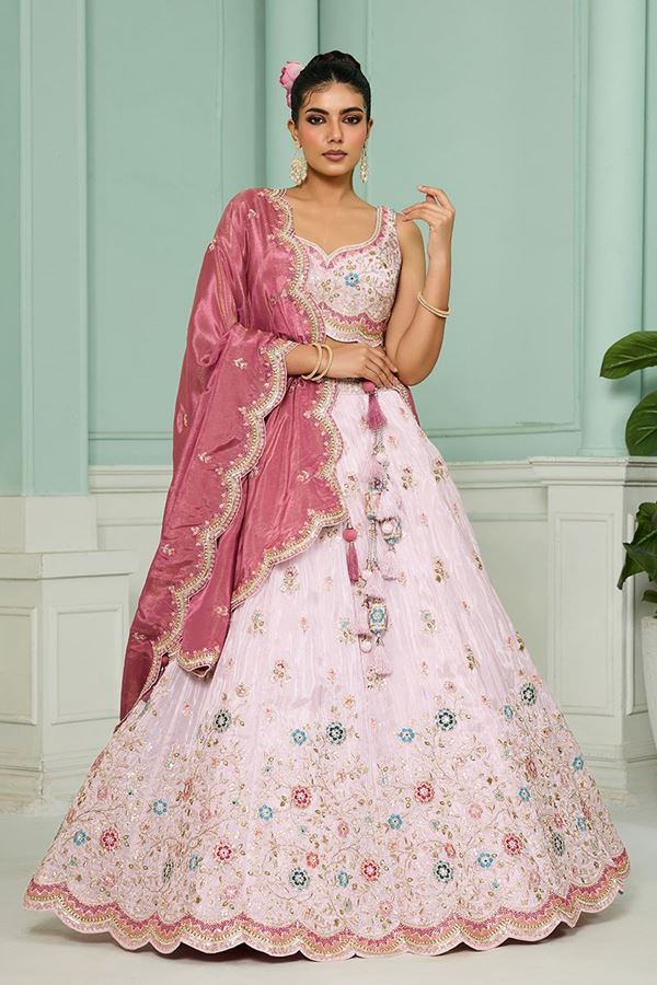 Picture of  Spectacular Tissue Designer Indo-Western Lehenga Choli for Engagement and Reception