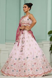 Picture of  Spectacular Tissue Designer Indo-Western Lehenga Choli for Engagement and Reception