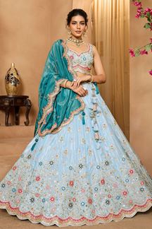 Picture of  Splendid Tissue Designer Indo-Western Lehenga Choli for Engagement and Reception