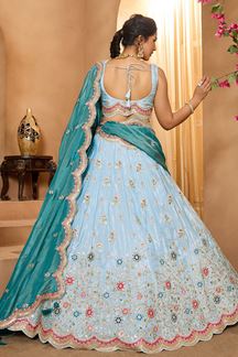 Picture of  Splendid Tissue Designer Indo-Western Lehenga Choli for Engagement and Reception