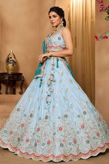 Picture of  Splendid Tissue Designer Indo-Western Lehenga Choli for Engagement and Reception