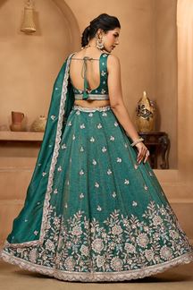 Picture of  Outstanding Tissue Designer Indo-Western Lehenga Choli for Mehendi, Engagement, and Reception