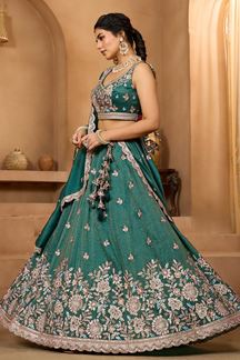 Picture of  Outstanding Tissue Designer Indo-Western Lehenga Choli for Mehendi, Engagement, and Reception