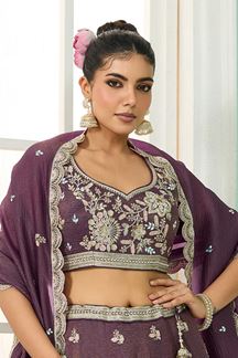 Picture of  Fascinating Tissue Designer Indo-Western Lehenga Choli for Engagement and Reception