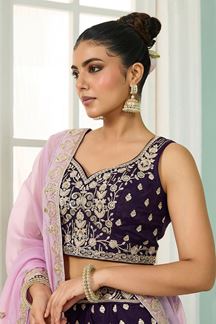 Picture of  Divine Organza Designer Indo-Western Lehenga Choli for Wedding and Reception