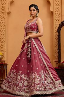 Picture of  Creative Tissue Designer Indo-Western Lehenga Choli for Engagement and Reception