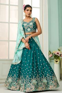 Picture of  Astounding Georgette Designer Indo-Western Lehenga Choli for Mehendi, Wedding, and Reception