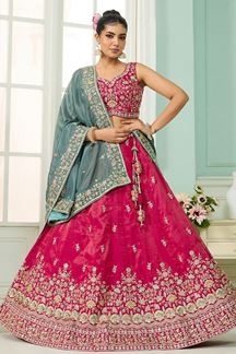 Picture of  Bollywood Cosmos Silk Designer Indo-Western Lehenga Choli for Engagement and Reception