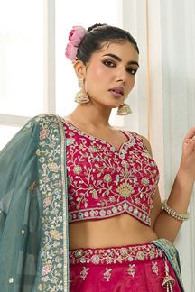 Picture of  Bollywood Cosmos Silk Designer Indo-Western Lehenga Choli for Engagement and Reception