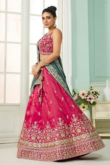 Picture of  Bollywood Cosmos Silk Designer Indo-Western Lehenga Choli for Engagement and Reception