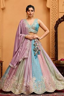 Picture of  Magnificent Georgette Designer Indo-Western Lehenga Choli for Wedding and Reception