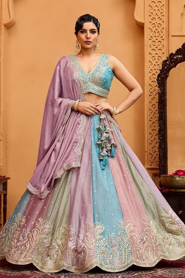 Picture of  Magnificent Georgette Designer Indo-Western Lehenga Choli for Wedding and Reception