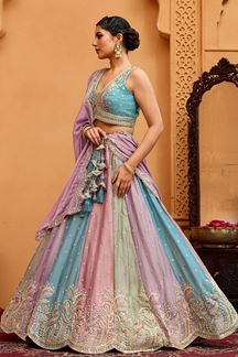 Picture of  Magnificent Georgette Designer Indo-Western Lehenga Choli for Wedding and Reception