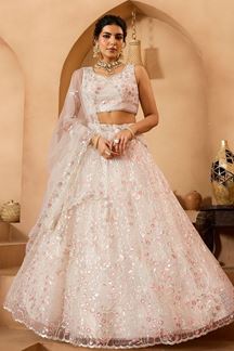 Picture of  Artistic Net Designer Indo-Western Lehenga Choli for Engagement and Reception