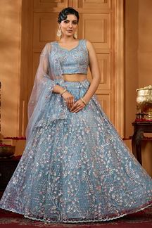 Picture of  Beautiful Net Designer Indo-Western Lehenga Choli for Engagement and Reception