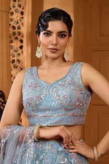 Picture of  Beautiful Net Designer Indo-Western Lehenga Choli for Engagement and Reception