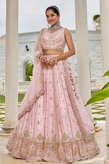 Picture of  Striking Silk Designer Indo-Western Lehenga Choli for Engagement and Reception
