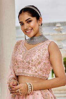 Picture of  Striking Silk Designer Indo-Western Lehenga Choli for Engagement and Reception