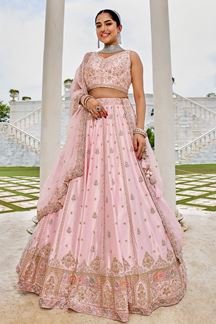 Picture of  Striking Silk Designer Indo-Western Lehenga Choli for Engagement and Reception