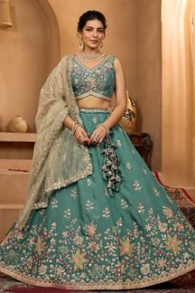 Picture of  Amazing Georgette Designer Indo-Western Lehenga Choli for Mehendi, Engagement, and Reception