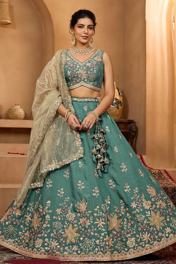 Picture of  Amazing Georgette Designer Indo-Western Lehenga Choli for Mehendi, Engagement, and Reception