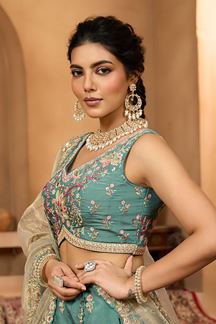 Picture of  Amazing Georgette Designer Indo-Western Lehenga Choli for Mehendi, Engagement, and Reception