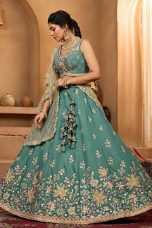 Picture of  Amazing Georgette Designer Indo-Western Lehenga Choli for Mehendi, Engagement, and Reception