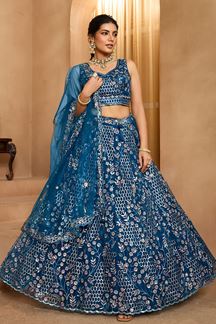 Picture of  Attractive Net Designer Indo-Western Lehenga Choli for Engagement and Reception