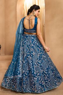 Picture of  Attractive Net Designer Indo-Western Lehenga Choli for Engagement and Reception