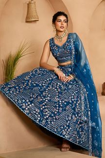 Picture of  Attractive Net Designer Indo-Western Lehenga Choli for Engagement and Reception