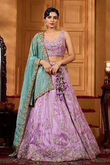 Picture of  Pretty Satin Silk Designer Indo-Western Lehenga Choli for Engagement and Reception