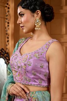 Picture of  Pretty Satin Silk Designer Indo-Western Lehenga Choli for Engagement and Reception