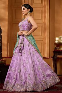 Picture of  Pretty Satin Silk Designer Indo-Western Lehenga Choli for Engagement and Reception