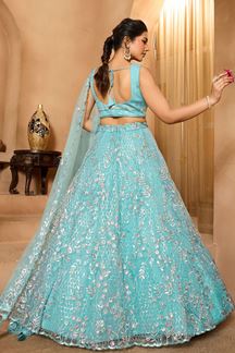 Picture of  Exquisite Net Designer Indo-Western Lehenga Choli for Engagement and Reception