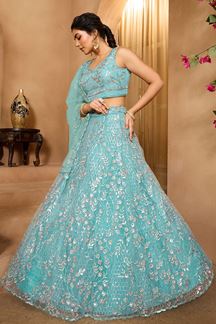 Picture of  Exquisite Net Designer Indo-Western Lehenga Choli for Engagement and Reception