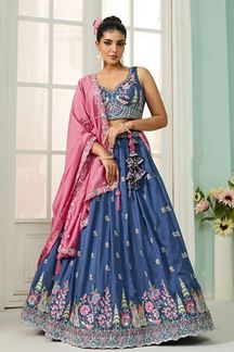 Picture of  Surreal Silk Designer Indo-Western Lehenga Choli for Engagement and Reception